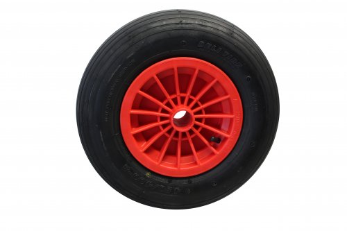 Roue � air 400x100x35mm-rainur�e - palier lisse 35 mm, jante en mati�re plastique rouge