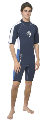 ASCAN Wave Shorty - tough short sleeve Shorty 2.5mm (.1in) strong for men in blue, double clad