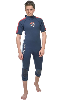 ASCAN Wave Longshorty Junior - 2.5mm (.1in) strong summer Neoprene suit for children, fortif. knees -  Suit size relates to body size...