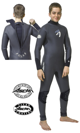 ASCAN Polar Junior - 5mm (.2in) strong smooth skin suit with int. water-blocker, very warm and comf.