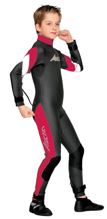 ASCAN Junior Semidry - 3mm (.12in) smooth skin Neoprene suit for children with easy entry, clad
