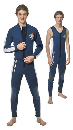 ASCAN Cup sailing suit Longjon 2.5mm (.1in) strong with reinforced seat/bottom for men -  This short-sleeved body suit features all the important criteria most other suits lack: Reinforced knee...