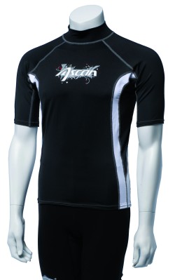 ASCAN Lycra shirt - short sleeved black & white Lycra shirt with UV protection, 80 OZ strong for men
