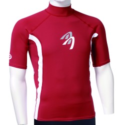 ASCAN Lycra shirt - short sleeved red Lycra with UV protection, 60 OZ strong for men