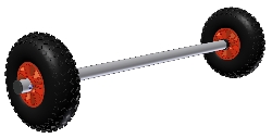 Wheel axle 35x1000mm (1.4 in x 39.4 in) - light weight,demountable,sea water resistant - 150 kg load