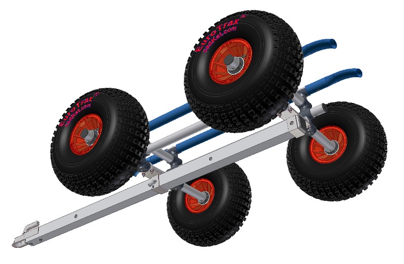 Trailer tongue for tow hitch connects cadMover to Jet