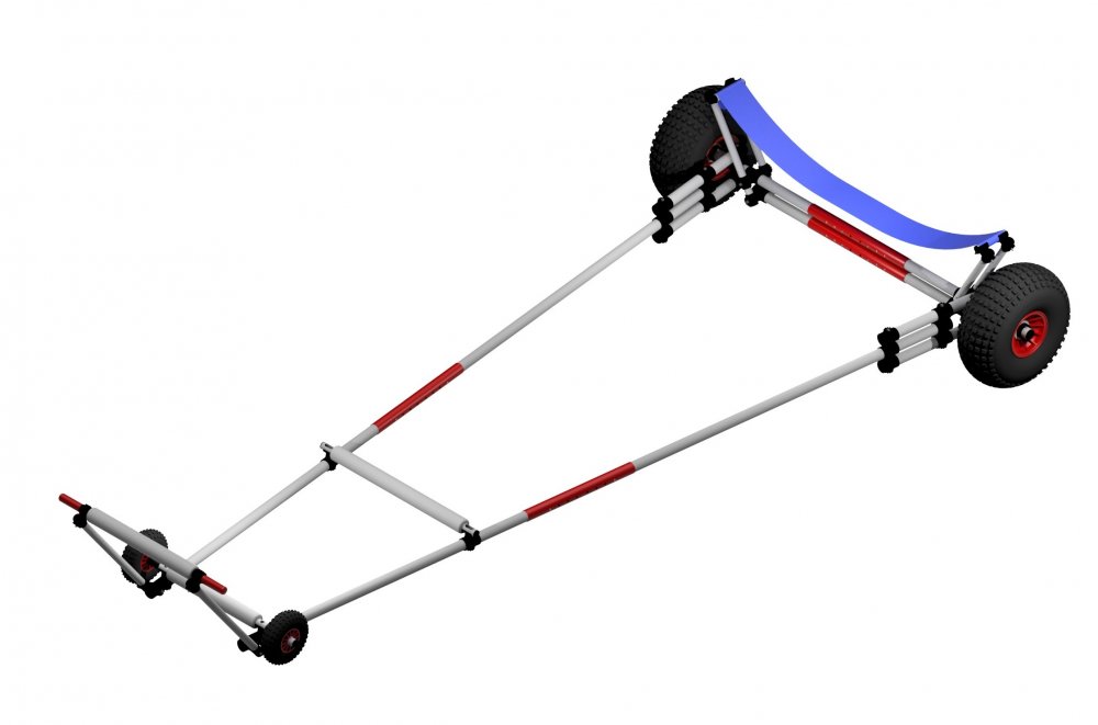 BigFootXXL 4000 - Slipwagen f�r Yole de Ness (Shetland Yole) mit Gurtauflage